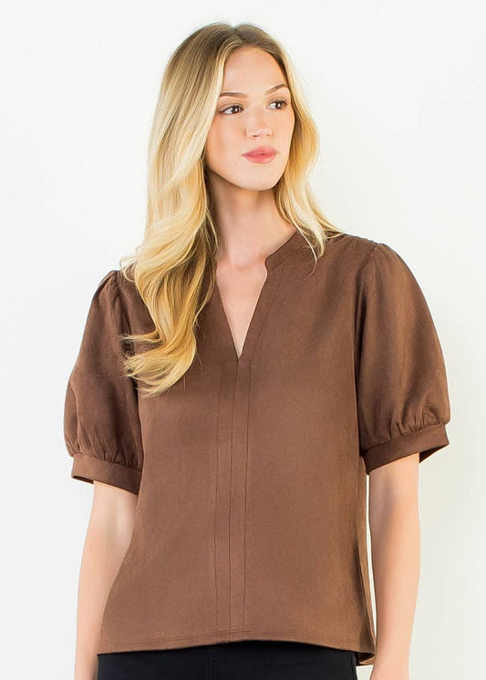 Soft Suede V-Neck Top