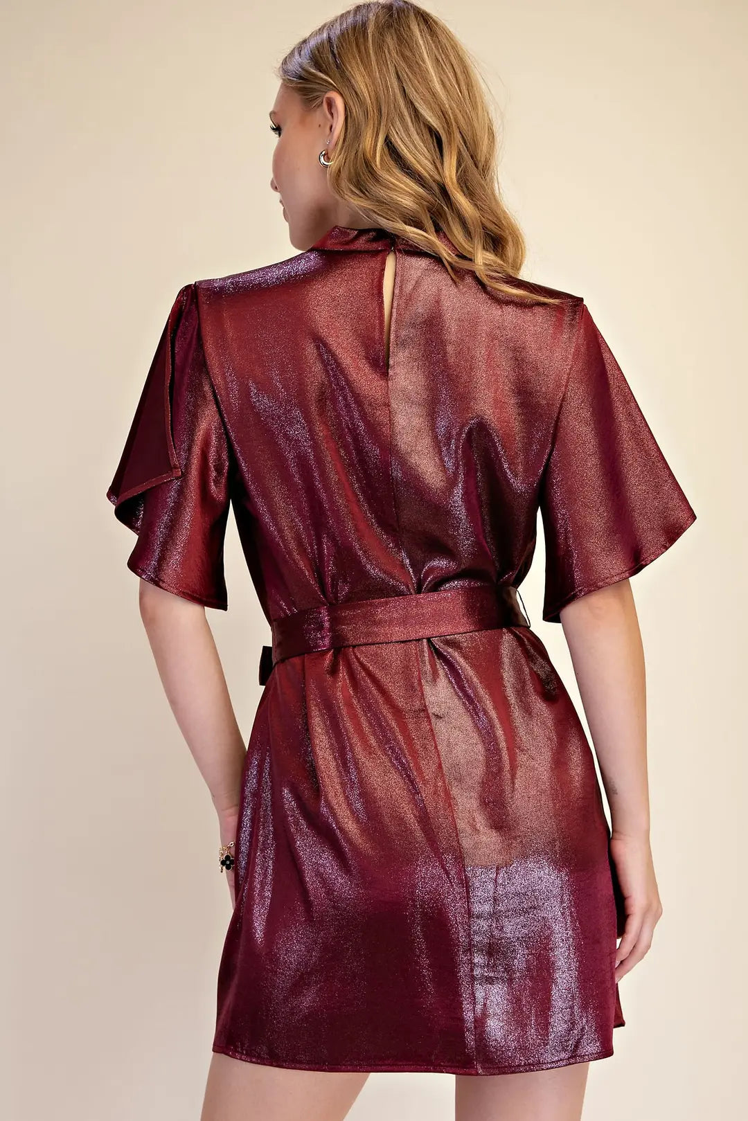 Cowl Neck Pleated Dress