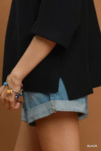 Mock Neck Dolman Sleeve Sweater Top in Black