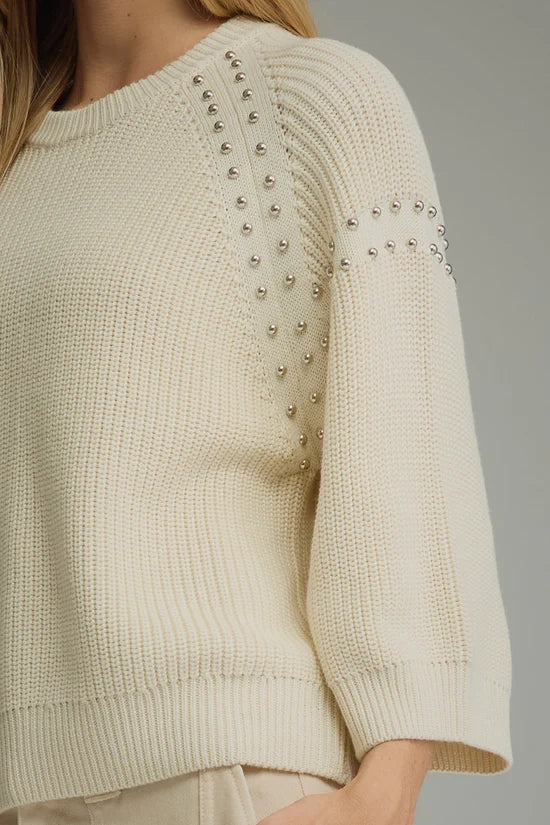 Cozy Days Crop Stud Detail Sweater