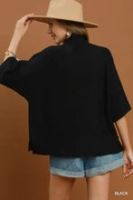Mock Neck Dolman Sleeve Sweater Top in Black