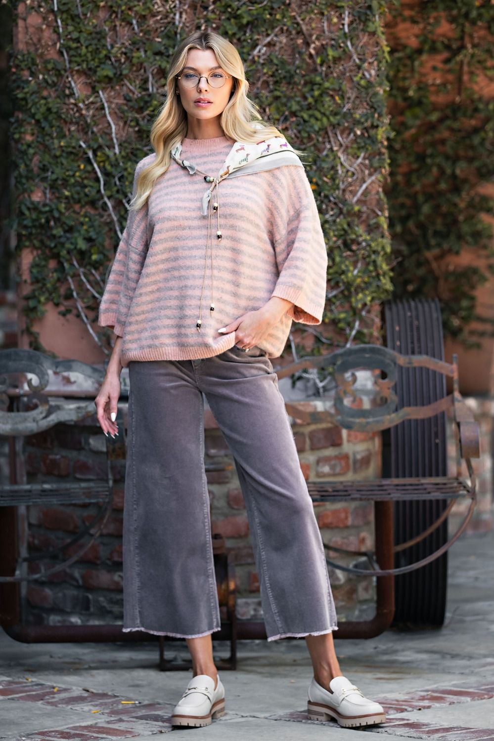 STUD DETAILING WASHED CORDUROY PANTS